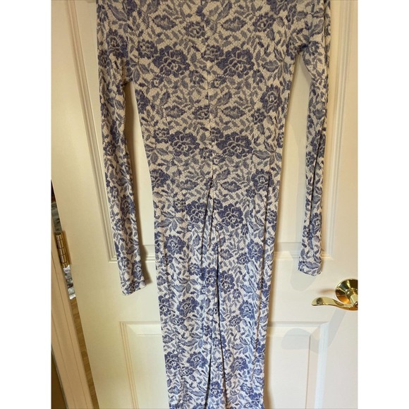 Luisa Beccaria Dress Size 42 periwinkle blue white knit shirred front Italy - Picture 7 of 14